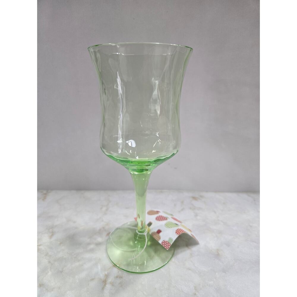 1 Tiffin Franciscan Uranium Glass Wine Goblet  Diamond Optic Replacement